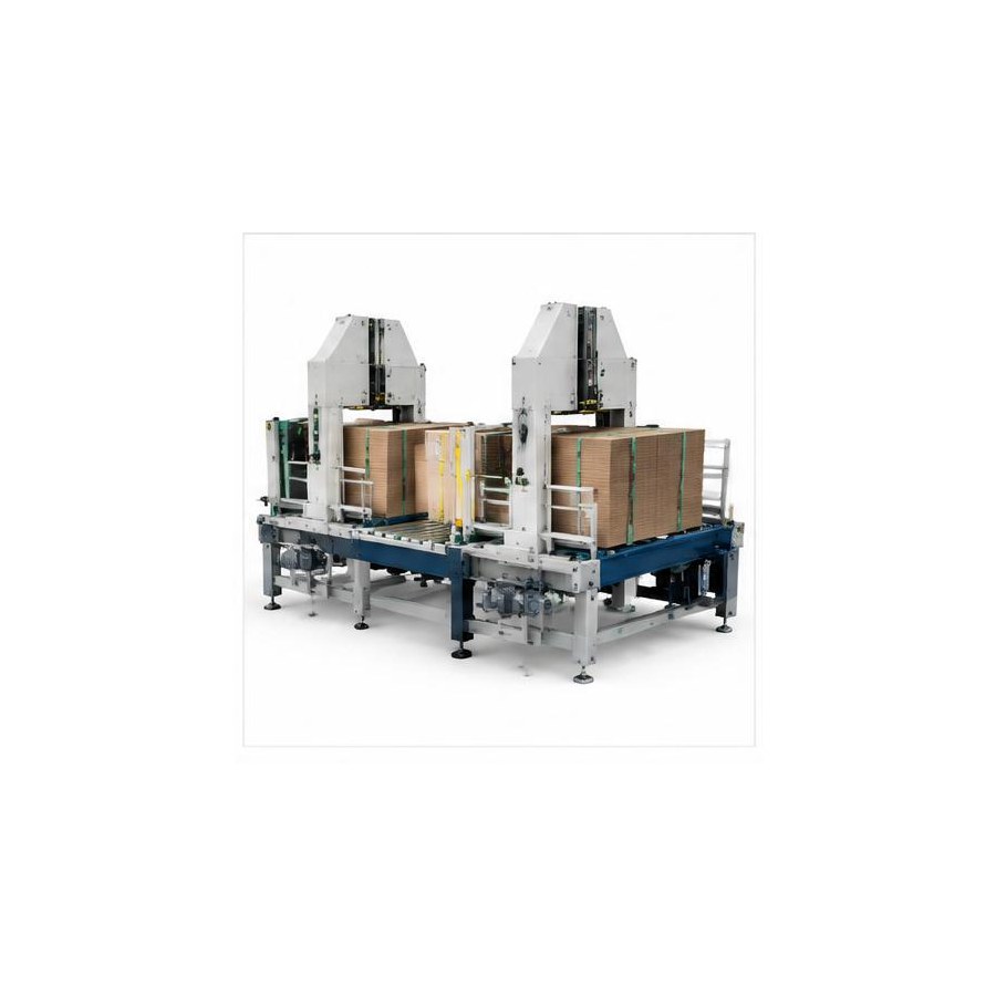 TP-702CQ3-T tandem with integrated squaring system from the corrugated strapping machines range