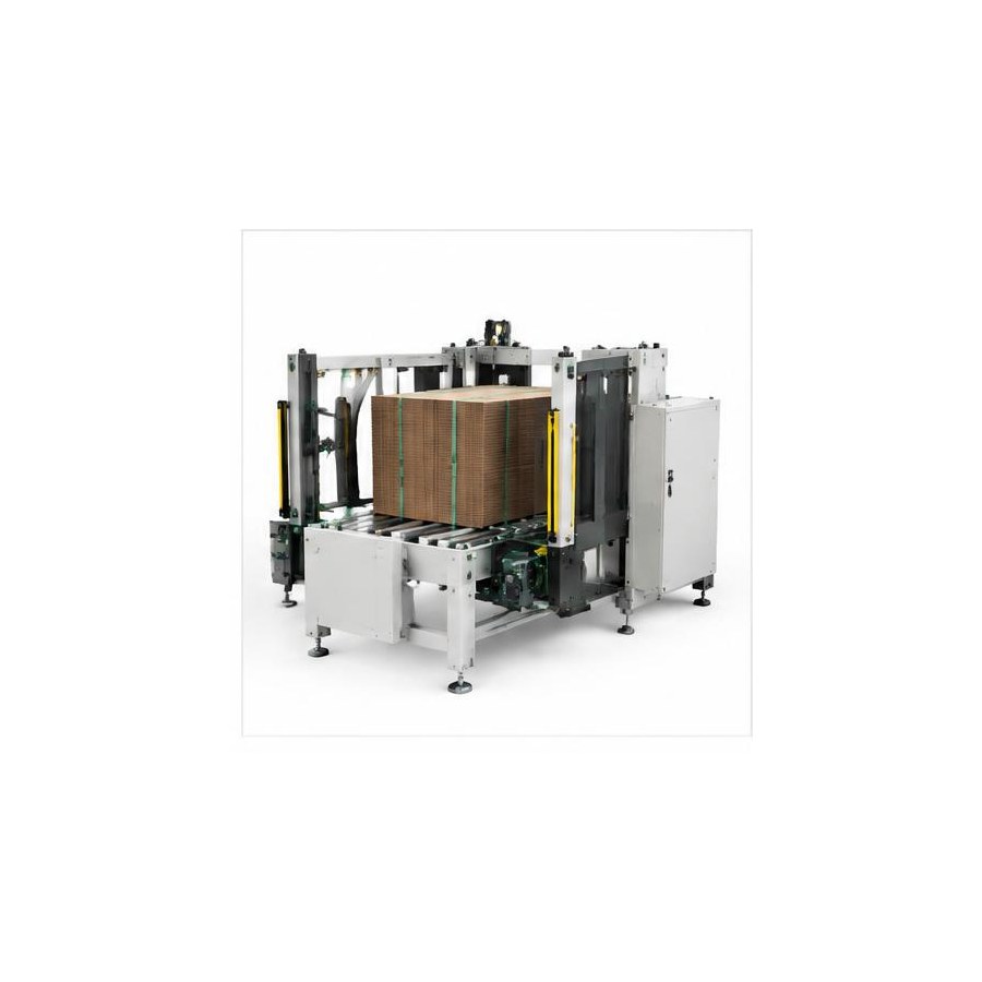 TP-702CCQ 3-side bundle squaring & strapping system from the corrugated strapping machines range